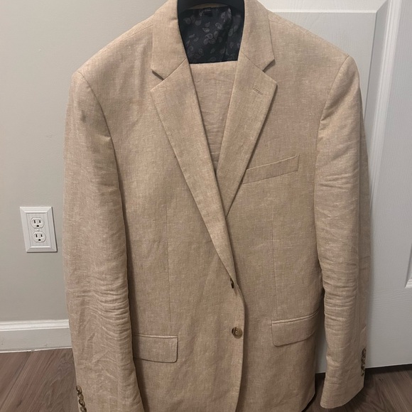 Jos. A. Bank Tan Linen Suit Jacket and Pants - Picture 1 of 12